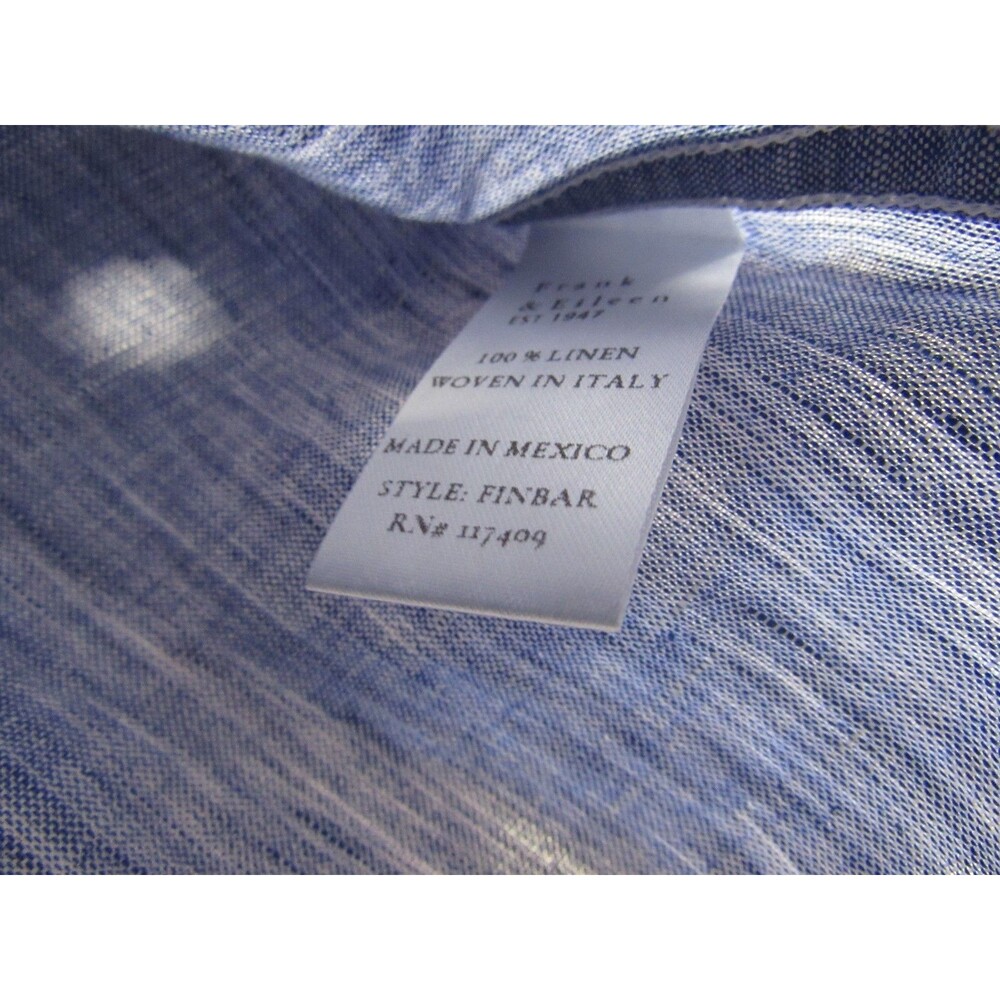 Frank & Eileen Finbar Blue Linen Button Down Long Sleeve Shirt Size XL NWOT - Picture 4 of 5